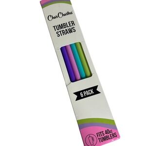 Char Charms Tumbler Straws 6 Pack Reusable BPA Free Fits 40oz Tumblers